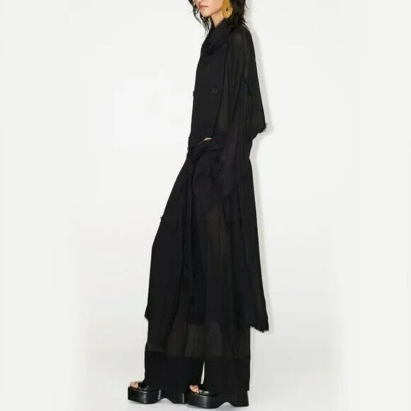 Zara Mesh Trench Coat Size M - Picture 3 of 5